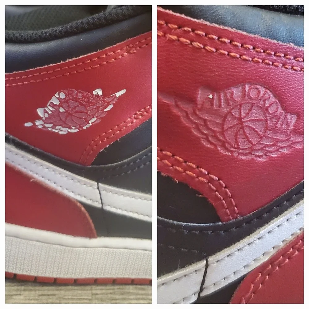Nike Air Jordan 1‎ Mid Athletic Shoes Youth Size 6Y Black Red Bred